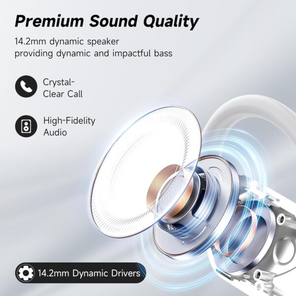 Ultra Open Ear Earbuds - Bone Conduction Headphones Wireless Bluetooth, Waterproof Deep Bass Earphones for Fitness and Running, Secure Fit for Small Ears, Sweat-Resistant for Workouts - Image 7