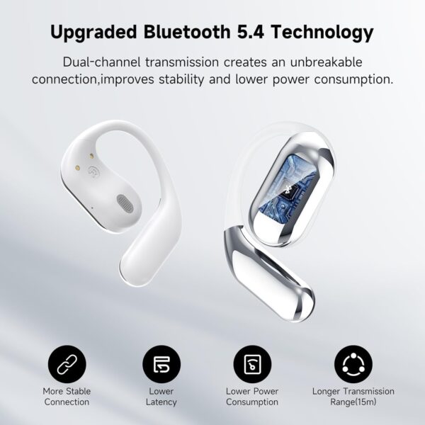 Ultra Open Ear Earbuds - Bone Conduction Headphones Wireless Bluetooth, Waterproof Deep Bass Earphones for Fitness and Running, Secure Fit for Small Ears, Sweat-Resistant for Workouts - Image 4