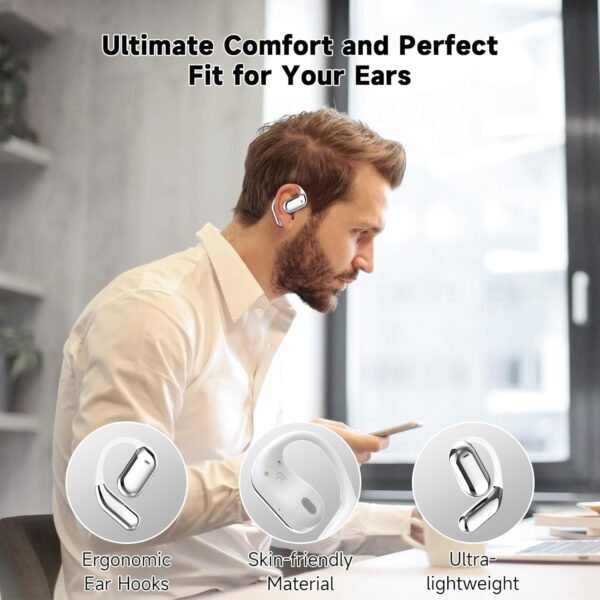 Ultra Open Ear Earbuds - Bone Conduction Headphones Wireless Bluetooth, Waterproof Deep Bass Earphones for Fitness and Running, Secure Fit for Small Ears, Sweat-Resistant for Workouts - Image 3