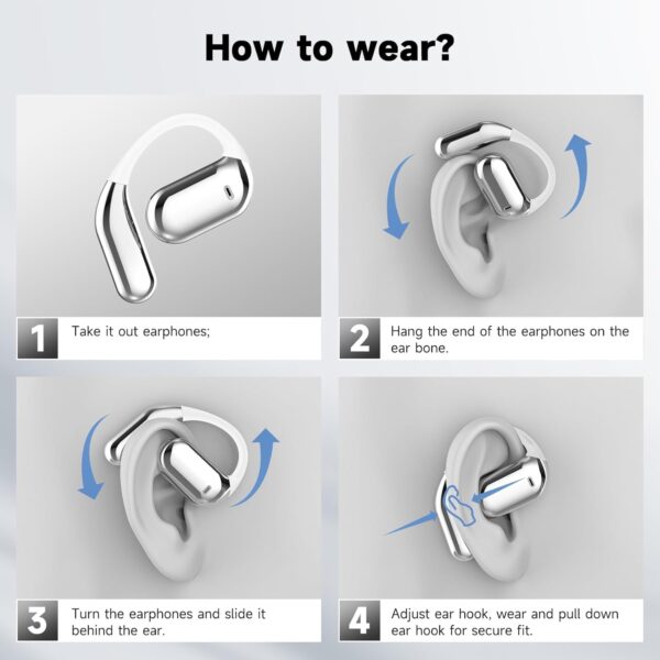 Ultra Open Ear Earbuds - Bone Conduction Headphones Wireless Bluetooth, Waterproof Deep Bass Earphones for Fitness and Running, Secure Fit for Small Ears, Sweat-Resistant for Workouts - Image 2