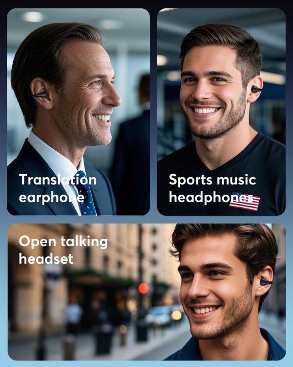 AI Translation Earbuds Real Time, 144 Language Translator Earbuds, 3-in-1 Open Ear Translation Headphones Translating Device for Travel Learning Business with Charging Case - Image 8