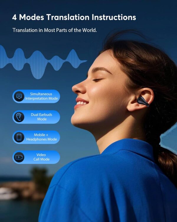 Boytond AI Translation Earbuds Real Time 144 Languages 60H Playtime Translator Ear Buds Audifonos Traductores Inglés Español Wireless Earphones Bluetooth Headphones for Travel Business Meeting - Image 3