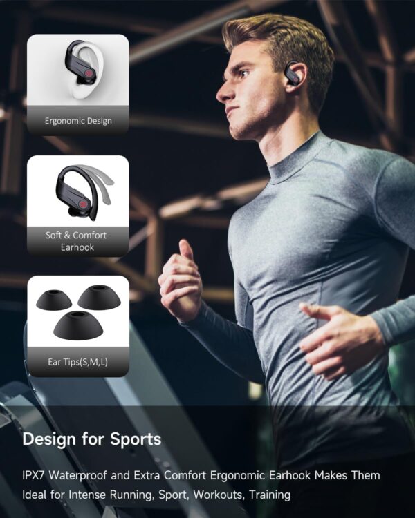 Wireless Earbuds - Bluetooth 5.3 Headphones with ENC Noise Canceling Mic, IPX4 Sport Ear Buds with Dual LED Display Charging Case, Running Earphones with Stereo Sound - Image 2