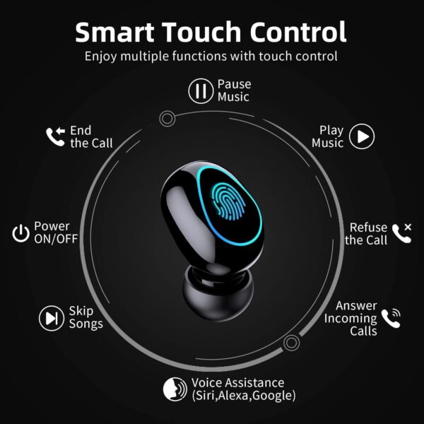 Wireless Earbuds Bluetooth Wireless Ear buds with HD Noise Cancelling Mic, HiFi Stereo Bass Sound Headphones with LED Charging Case, Touch Control Smallest In Ear Earphones for Sport/Work/Travel - Image 3