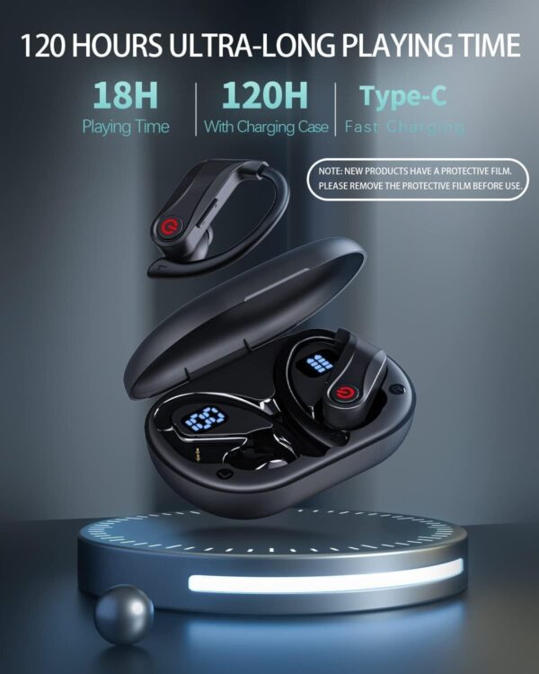 Wireless Earbuds - Bluetooth 5.3 Headphones with ENC Noise Canceling Mic, IPX4 Sport Ear Buds with Dual LED Display Charging Case, Running Earphones with Stereo Sound - Image 4