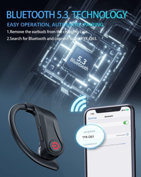 Wireless Earbuds - Bluetooth 5.3 Headphones with ENC Noise Canceling Mic, IPX4 Sport Ear Buds with Dual LED Display Charging Case, Running Earphones with Stereo Sound - Image 5