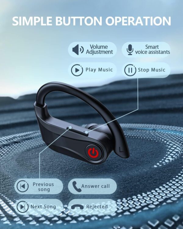 Wireless Earbuds - Bluetooth 5.3 Headphones with ENC Noise Canceling Mic, IPX4 Sport Ear Buds with Dual LED Display Charging Case, Running Earphones with Stereo Sound - Image 6