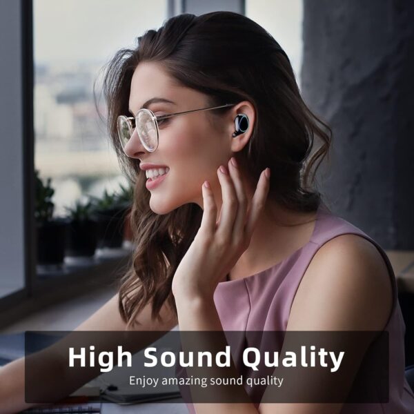Wireless Earbuds Bluetooth Wireless Ear buds with HD Noise Cancelling Mic, HiFi Stereo Bass Sound Headphones with LED Charging Case, Touch Control Smallest In Ear Earphones for Sport/Work/Travel - Image 6