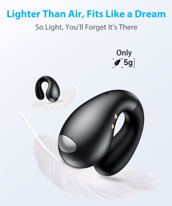 Boytond Ultra Open Ear Earbuds - Ergonomic Clip-On Earbuds, Bone Conduction Over-The-Ear Headphones with Waterproof Design and Secure Fit for Small Ears - Image 4