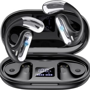 Open Ear Earbuds, Wireless Ear Buds,Earhook Earbuds with 40H Playtime,IPX7 Waterproof Sports Bluetooth Earphones,Bluetooth 5.3 Ultra Comfort Open Ear Headphones Wireless,Clear Calls