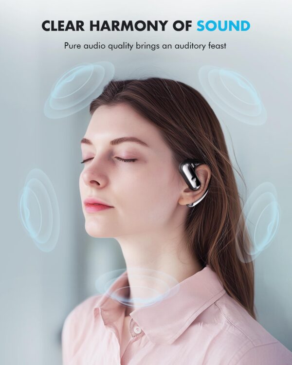 Open Ear Earbuds, Wireless Ear Buds,Earhook Earbuds with 40H Playtime,IPX7 Waterproof Sports Bluetooth Earphones,Bluetooth 5.3 Ultra Comfort Open Ear Headphones Wireless,Clear Calls - Image 6