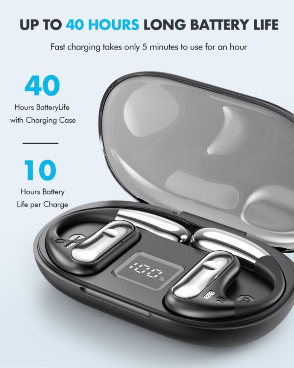 Open Ear Earbuds, Wireless Ear Buds,Earhook Earbuds with 40H Playtime,IPX7 Waterproof Sports Bluetooth Earphones,Bluetooth 5.3 Ultra Comfort Open Ear Headphones Wireless,Clear Calls - Image 8