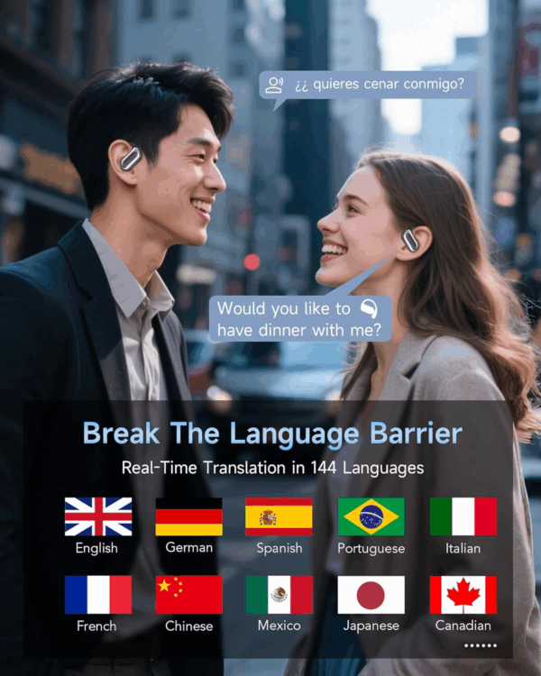 AI Translator Earbuds Real Time, Open Ear Translator Headphone 144 Languages & Accents for Business Travelling Negotiation - Image 2