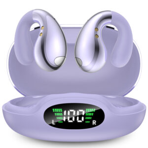 2025 Sports Cuffie Bluetooth 5.4 - Wireless Auricolari Clip Orecchio Elegante Auricolari ad Alte Prestazioni per Gli Amanti Degli Sport All'aperto,USB-C,IPX7 - Cristallo Viola