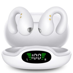 Cuffie Bluetooth 5.4-2025 Sportivo Auricolari Bluetooth Freeclip Earbuds Wireless per Fitness, Orecchini Ergonomici Mini Cuffie con Design Sicuro Adatto per Orecchie Piccole - Bianco